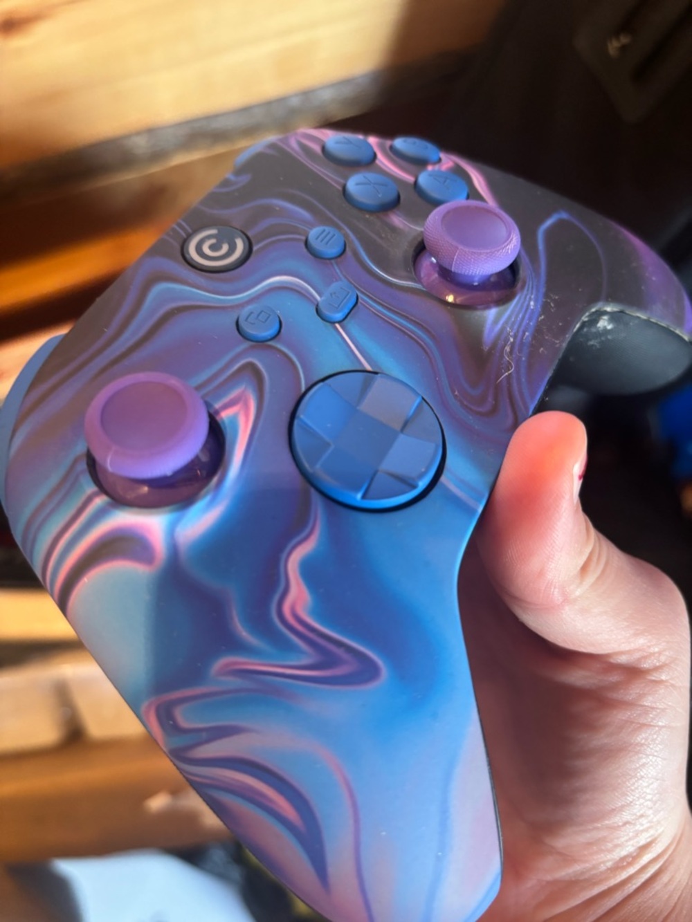 Purple & Blue Swirl Wireless Handheld Game Controller